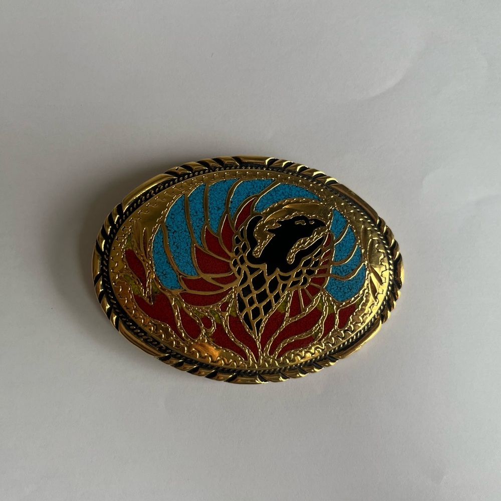 •Vintage SSI Phoenix Stone Inlay Belt Buckle USA•